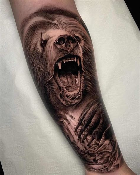 bear tattoos on forearm|More.